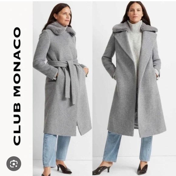 Club Monoco Baylee Long Wrap Wool Coat Gray Size S - Picture 2 of 15